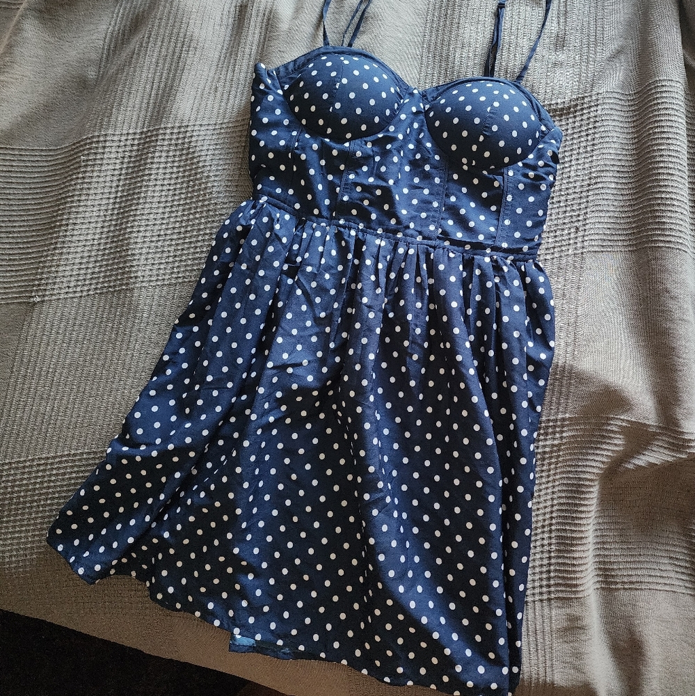 blue polka dot dress
